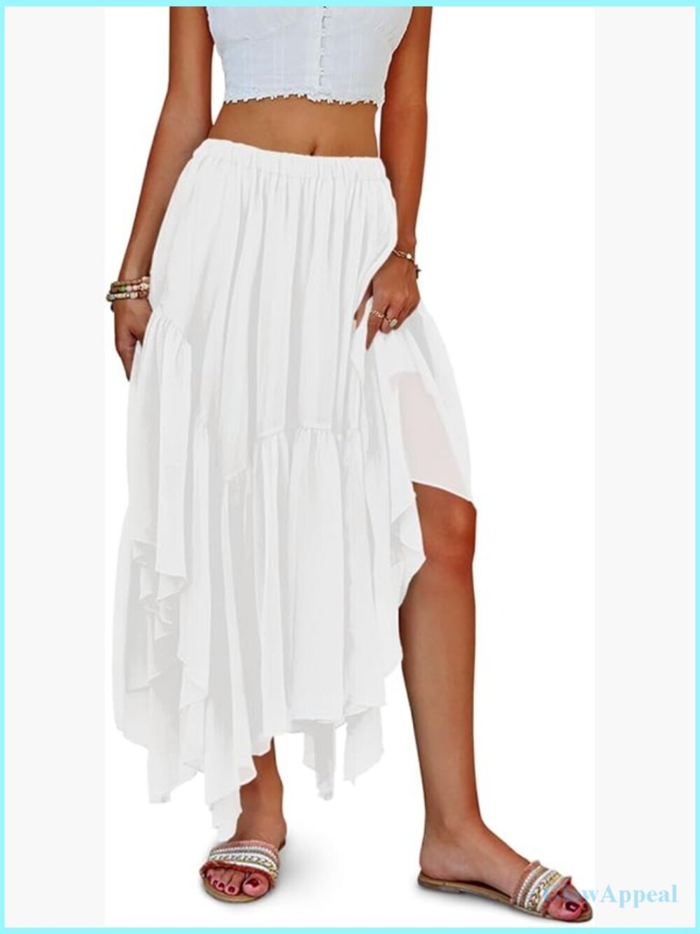Boho Maxi Skirt, Asymmetric High-Low Hem, Flowy Boho Long Skirt